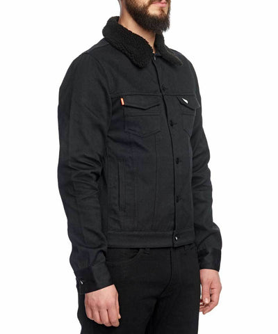 Unbreakable Jacket with detachable black shearling collar - Black
